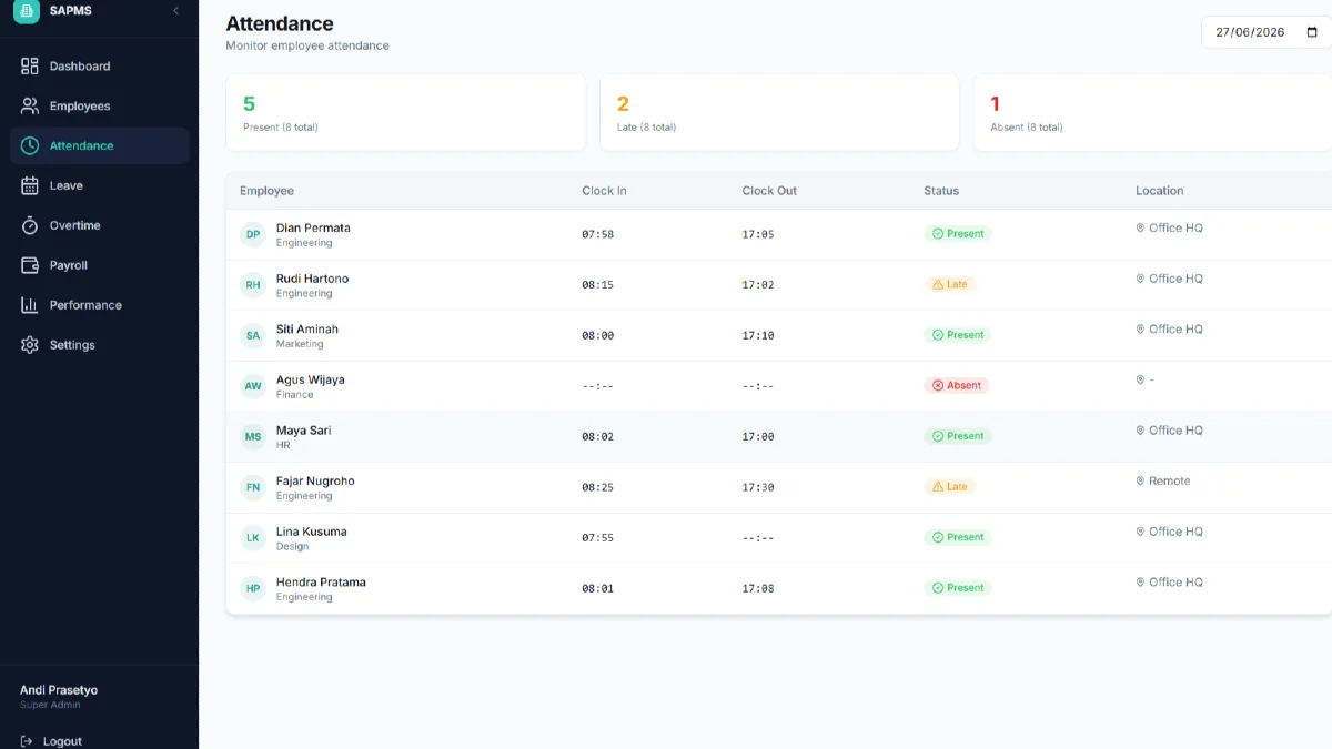 SAPMS - Smart Attendance & Payroll Management System - 3